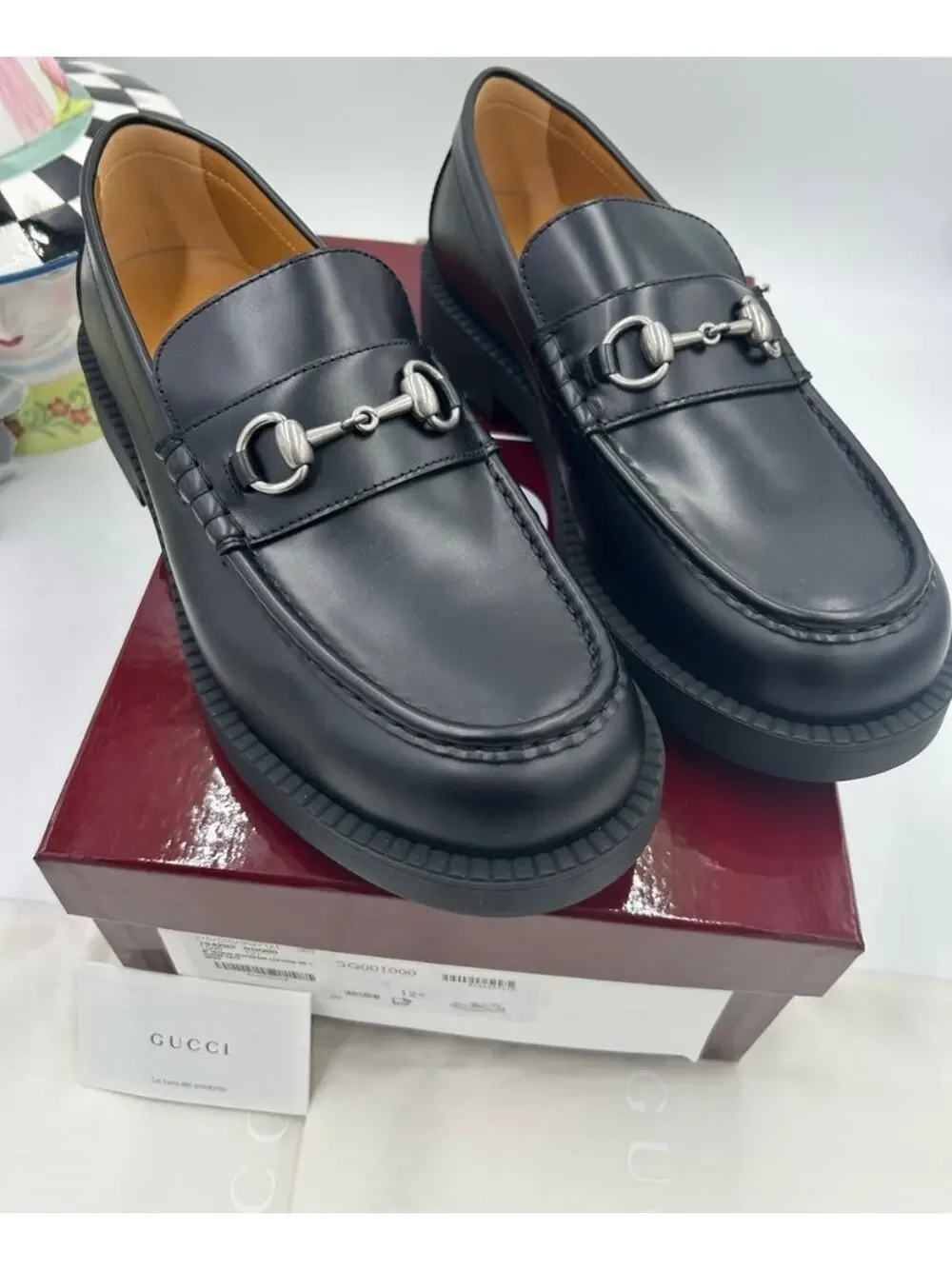 Men's Gucci Leather horse bit loafers size 12.5 fits 13 US made in Italy